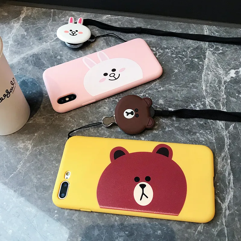 Lovely cartoon brown bear Bunny Cony soft candy TPU back cover for iphone 6 6s 7 8 plus X Xs Max XR Phone Case with Strap
Lovely cartoon brown bear Bunny Cony soft candy TPU back cover for iphone 6 6s 7 8 plus X Xs Max XR Phone Case with Strap