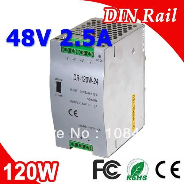 DR-120-48 Single Output LED Din Rail Power Supply Transformer DC 48V 2.5A Output SMPS
DR-120-48 Single Output LED Din Rail Power Supply Transformer DC 48V 2.5A Output SMPS