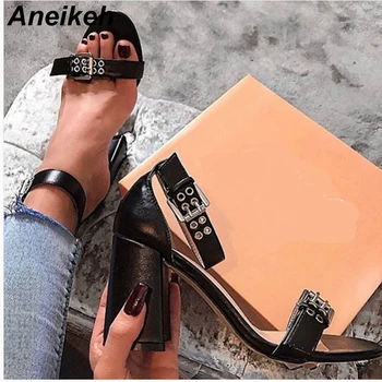 Aneikeh 2019 Concise PU Sandals Women Shoe Round Toe Square High Heels Summer Party Dress Double Buckle Strap Ankle Black 35-42
Aneikeh 2019 Concise PU Sandals Women Shoe Round Toe Square High Heels Summer Party Dress Double Buckle Strap Ankle Black 35-42