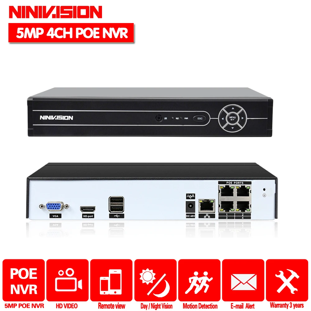 H.265 ONVIF 4CH CCTV POE NVR 2MP 4MP 5MP HDMI Output P2P Motion Detection Video Recorder DC 48V CCTV NVR For POE IP Camera
H.265 ONVIF 4CH CCTV POE NVR 2MP 4MP 5MP HDMI Output P2P Motion Detection Video Recorder DC 48V CCTV NVR For POE IP Camera