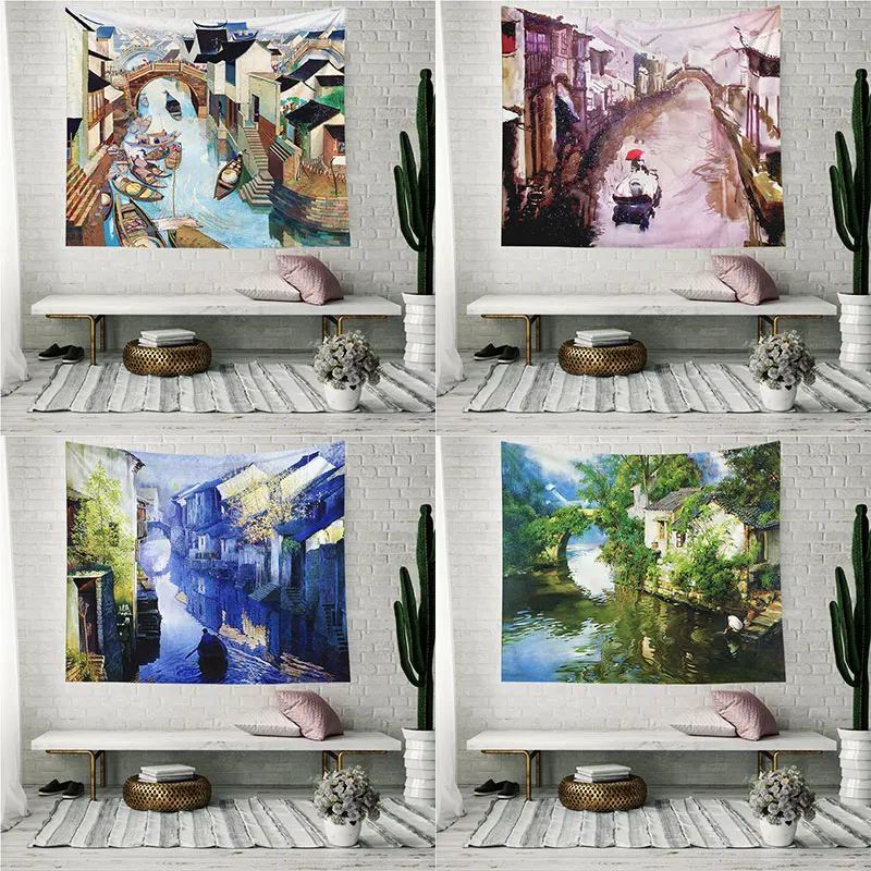 China Jiangnan Watertown Yangtze River Delta Curtain Tapestry Wall Hanging Decor Carpet Hippie Yoga Mat Bedspreads Beach Throw
China Jiangnan Watertown Yangtze River Delta Curtain Tapestry Wall Hanging Decor Carpet Hippie Yoga Mat Bedspreads Beach Throw