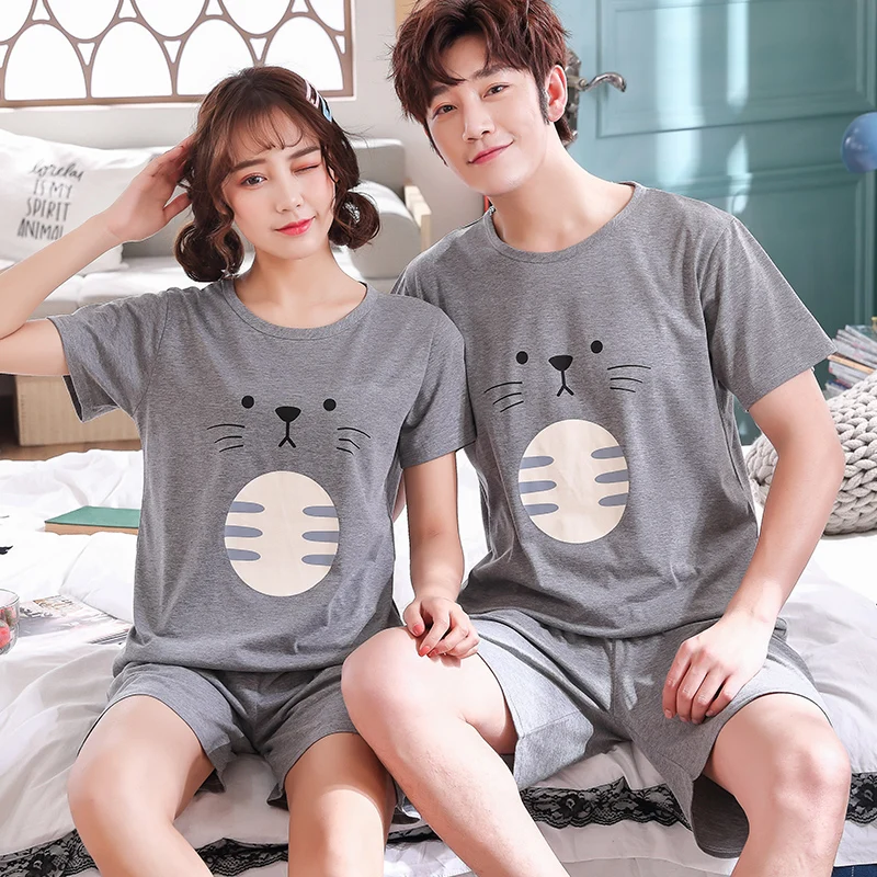 Summer Couple Pyjamas Short Sleeve 100% Cotton Casual Women Cat Pajama Set Sleepwear Suit Big Size 4XL Homewear Lingerie Pyjama
Summer Couple Pyjamas Short Sleeve 100% Cotton Casual Women Cat Pajama Set Sleepwear Suit Big Size 4XL Homewear Lingerie Pyjama