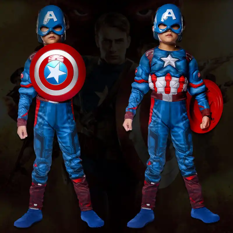 Superhero Captain America Fancy Costume Mask Shield Party Halloween Boy 5-6y 030