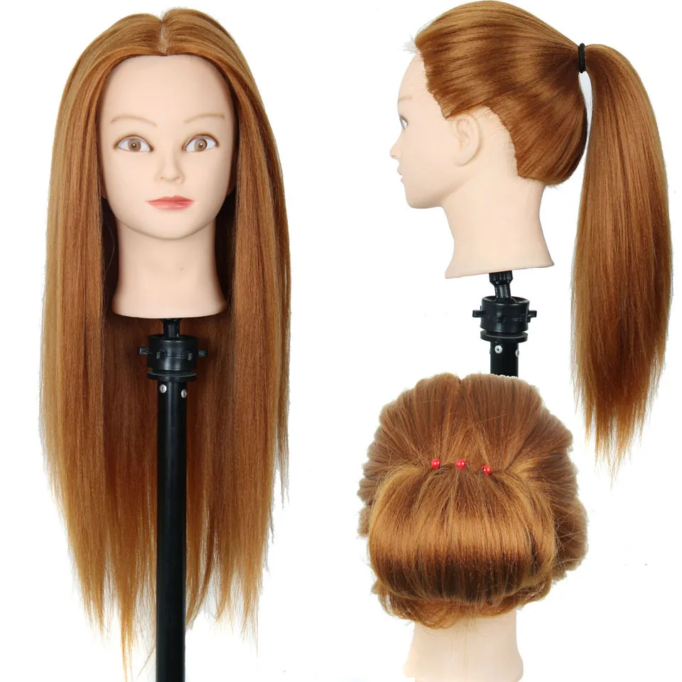 

New 24" Hairdressing Practice Training Head Yaki Synthetic Hair Doll Cosmetology Mannequin Heads Women Hairdresser Manikin Sale