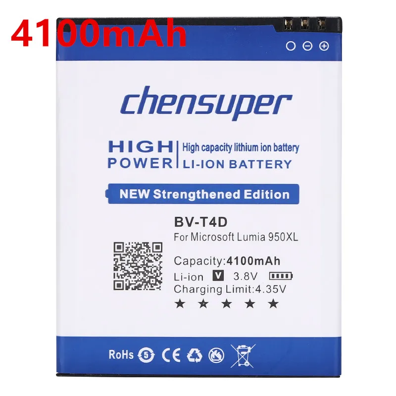 2pcs/4100mAh BV-T4D / BVT4D High Quality Phone Battery For Microsoft Nokia Lumia 950 XL CityMan 940 XL RM-1118 RM-1116
2pcs/4100mAh BV-T4D / BVT4D High Quality Phone Battery For Microsoft Nokia Lumia 950 XL CityMan 940 XL RM-1118 RM-1116
