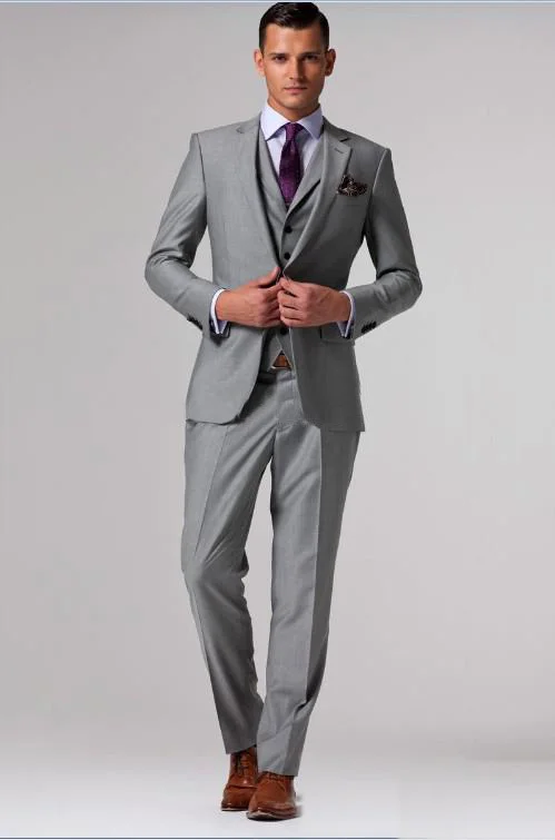 Фото Бесплатная доставка Индивидуальный костюм Лидер продаж серебристый мужской для