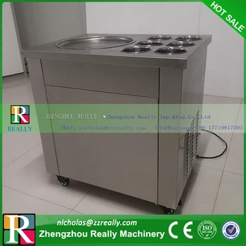 Fully stainless single round pan with 6 topping tanks fry ice cream machine fry ice cream roll machine fried ice cream machine