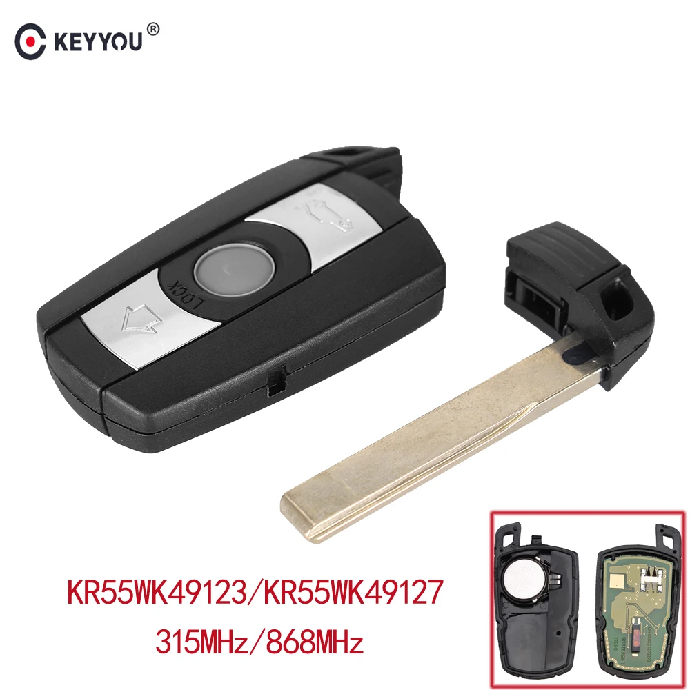 KEYYOU 315/868MHz 3 Buttons Remote Control Car Smart Key KR55WK49123 For BMW E60 E61 E70 E71 E72 E81 E82 E87 E88 PCF7945 Chip
KEYYOU 315/868MHz 3 Buttons Remote Control Car Smart Key KR55WK49123 For BMW E60 E61 E70 E71 E72 E81 E82 E87 E88 PCF7945 Chip
