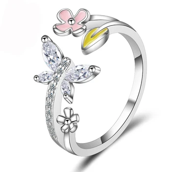 Adjustable Women Flower Rings for Party Accessory 925 Sterling Silver Butterfly CZ Zircon Open Ring Fashion Female Jewelry
Adjustable Women Flower Rings for Party Accessory 925 Sterling Silver Butterfly CZ Zircon Open Ring Fashion Female Jewelry