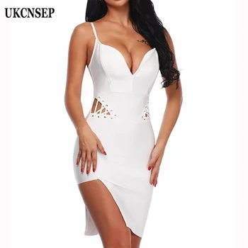 UKCNSEP 2020 Bandge Dress White Sexy V-neck Split Hollow Out Club Party Dress Women Vestidos
UKCNSEP 2020 Bandge Dress White Sexy V-neck Split Hollow Out Club Party Dress Women Vestidos