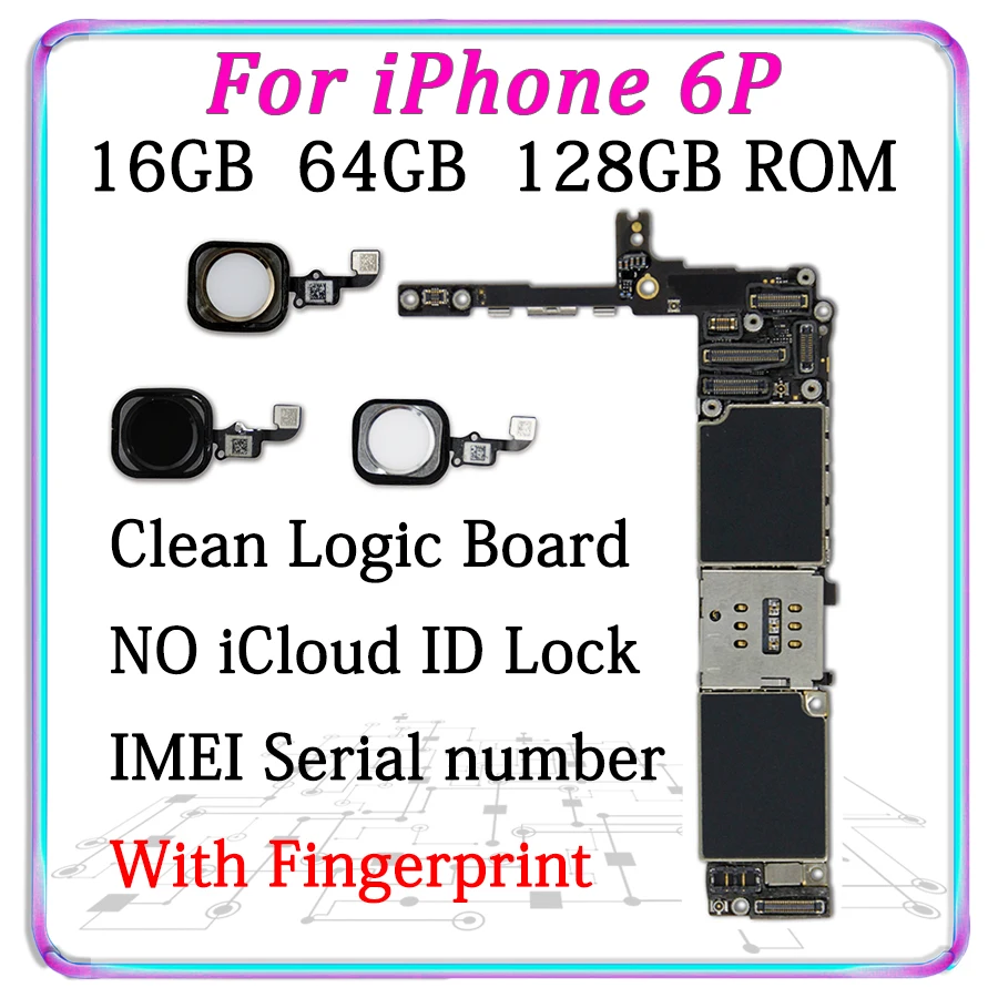 16GB 64GB 128GB Original Motherboard For iPhone 6P Unlocked Mainboard Free iCloud IOS Logic Board With / Without Fingerprint
16GB 64GB 128GB Original Motherboard For iPhone 6P Unlocked Mainboard Free iCloud IOS Logic Board With / Without Fingerprint