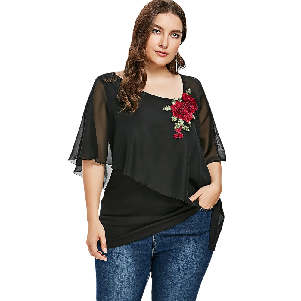 Wipalo Summer Fashions O Neck Half Sleeve Plus Size 5XL Skew Overlay Floral Appliqued T-Shirt Women Clothing Casual Ladies Tops
Wipalo Summer Fashions O Neck Half Sleeve Plus Size 5XL Skew Overlay Floral Appliqued T-Shirt Women Clothing Casual Ladies Tops
