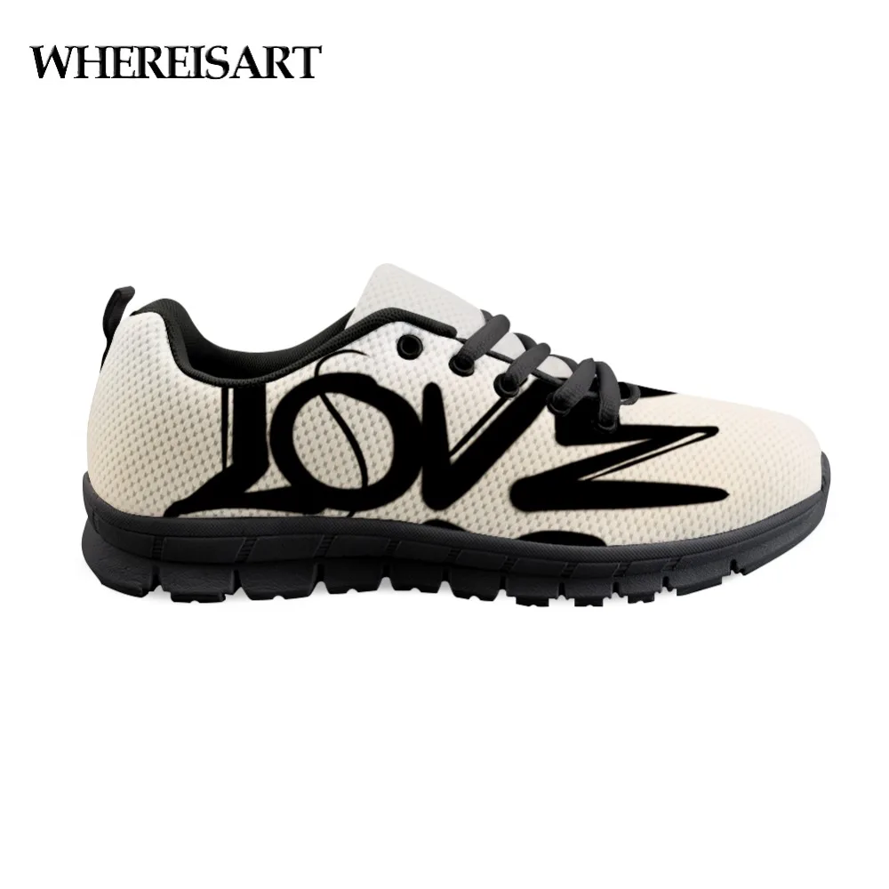 

WHEREISART Men Sneakers Graffiti Black Letter Love Men Casual Shoes Brand Men Shoes Male Mesh Flats Breathable Slip On Spring