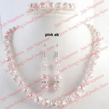 one set Handmade Pink AB Crystal Glass Beads Jewelry Set Necklace,Earring and Bracelet 239
one set Handmade Pink AB Crystal Glass Beads Jewelry Set Necklace,Earring and Bracelet 239