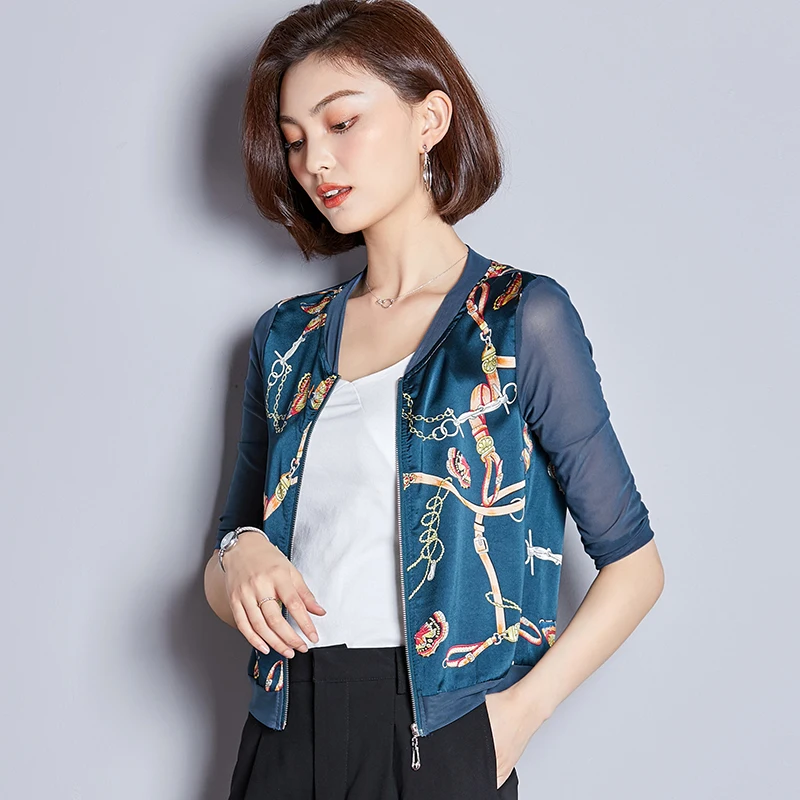 Female Thin Zipper Print Jackets Spring and Summer Women V-neck Half Sleeve Outerwear Jacket Womens Clothing
Female Thin Zipper Print Jackets Spring and Summer Women V-neck Half Sleeve Outerwear Jacket Womens Clothing