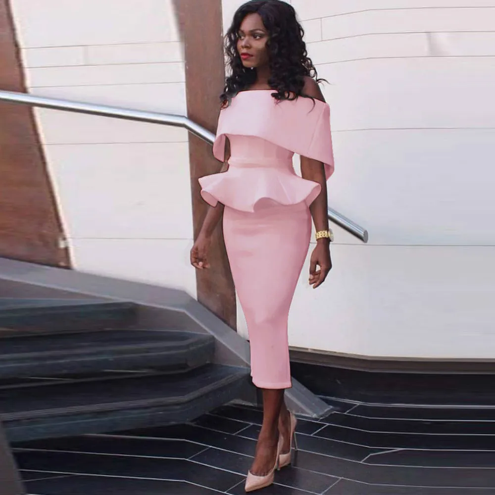 2019 Summer Women's Sexy Midi Bodycon Dress Off the Shoulder Lady Dress Peplum Waist Bandage Party Dress Clubwear female
2019 Summer Women's Sexy Midi Bodycon Dress Off the Shoulder Lady Dress Peplum Waist Bandage Party Dress Clubwear female