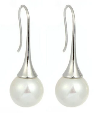 Hot sell Noble- hot sell new - wb00 genuine 12MM Shell Pearl Hook Dangle Earrings Fashion Jewelry
