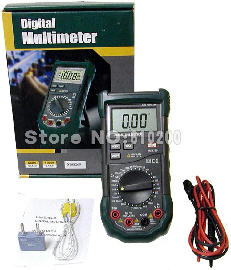 

Mastech MS8269 3 1/2 Digital Multimeter LCR Meter AC/DC Voltage Current Resistance Capacitance Temperature Inductance Tester