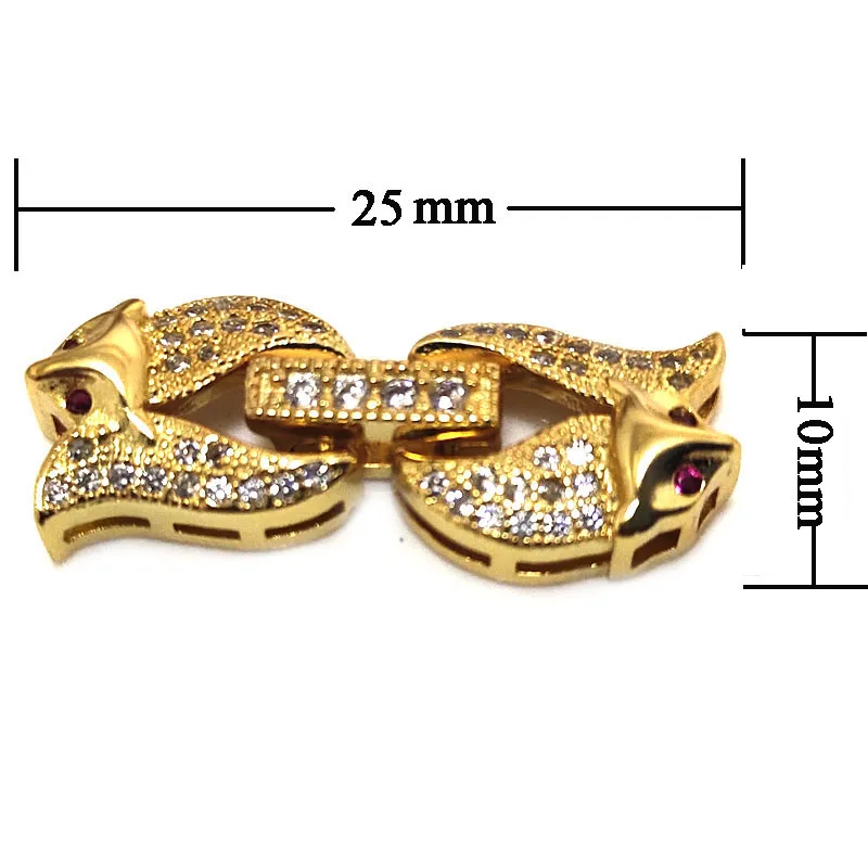 Wholesale 10x25mm 2 Rows Yellow Gold Double Foxes Style 925 Sterling Silver Jewelry Foldover Clasp with Zirconia
Wholesale 10x25mm 2 Rows Yellow Gold Double Foxes Style 925 Sterling Silver Jewelry Foldover Clasp with Zirconia