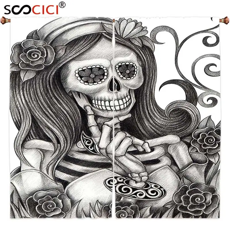 Window Curtains Treatments 2 Panels,Skulls Decorations Collection Sexy Skull Girl with Floral Veil Ceremony Day of the Dead
Window Curtains Treatments 2 Panels,Skulls Decorations Collection Sexy Skull Girl with Floral Veil Ceremony Day of the Dead