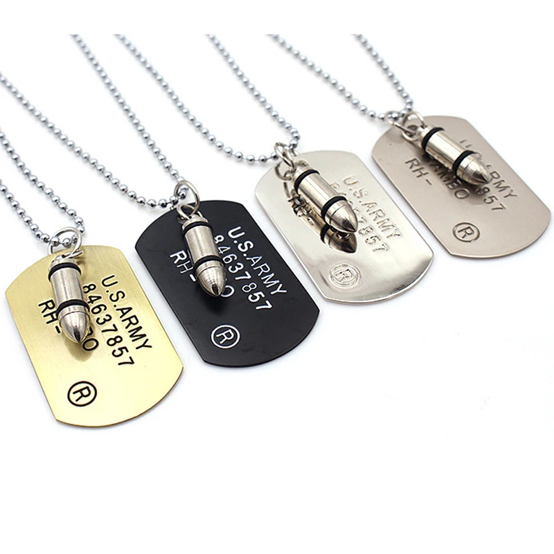 Fashion 4 Colors Army Bullet Dog Tag Pendant Necklace For Men Woman Simple Punk Rock Hip Hop Chains Jewelry Gift
Fashion 4 Colors Army Bullet Dog Tag Pendant Necklace For Men Woman Simple Punk Rock Hip Hop Chains Jewelry Gift