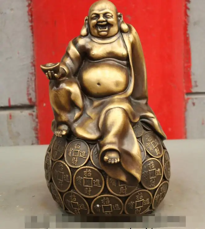 S06882 12 Chinese Copper Bronze YuanBao Happy Maitreya Buddha Statue On 100 Coin Ball
S06882 12 Chinese Copper Bronze YuanBao Happy Maitreya Buddha Statue On 100 Coin Ball