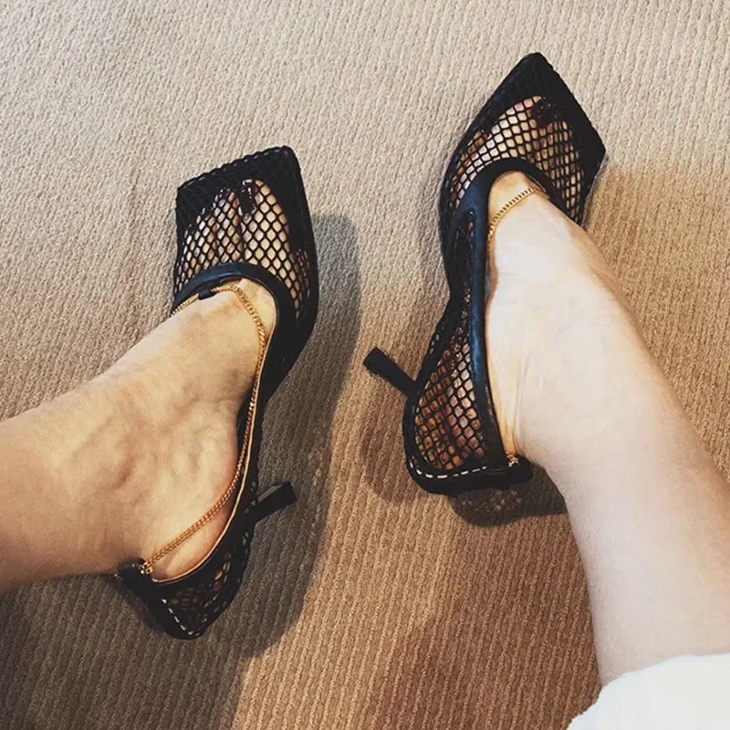 Mesh Sandalias Mujer Sexy Pump Women Shoes Thin Heel Sandals Chain Ladies Shoes Square Toe High Heels Black Zapatillas Mujer
Mesh Sandalias Mujer Sexy Pump Women Shoes Thin Heel Sandals Chain Ladies Shoes Square Toe High Heels Black Zapatillas Mujer