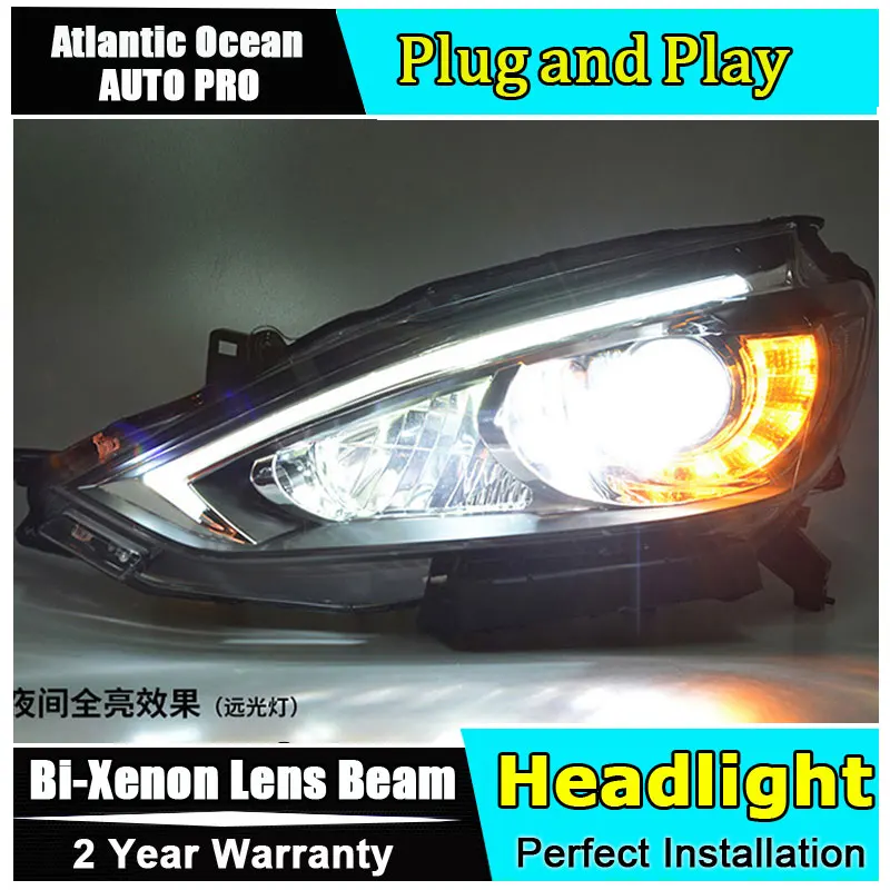 Автозапчасти светодиодный льная светодиодная фара для Nissan Sylphy Sentra 2015 drl H7 hid