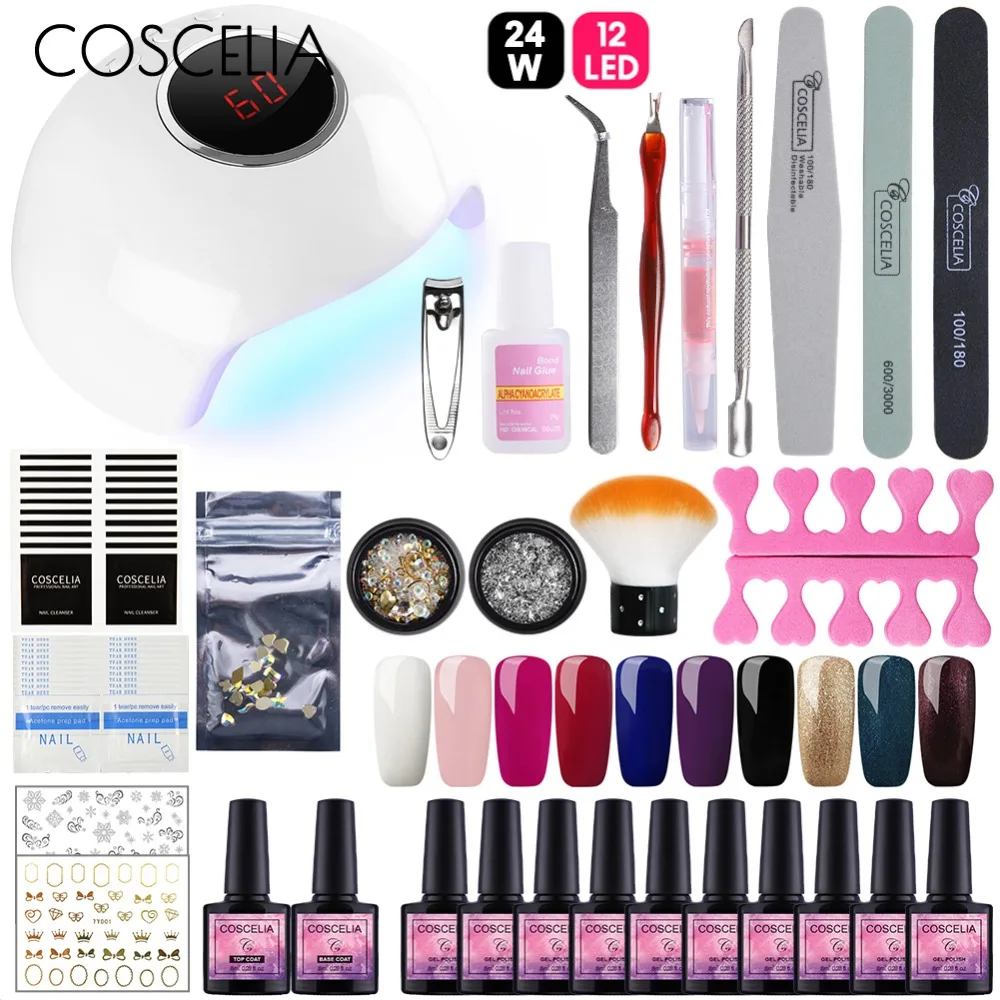 Set For Manicure 10pcs Gel Nail Polish Set With 24W UV LED Lamp For Nail Art Tools All For Manicure Set For Gel Nail Polish Kit
Set For Manicure 10pcs Gel Nail Polish Set With 24W UV LED Lamp For Nail Art Tools All For Manicure Set For Gel Nail Polish Kit