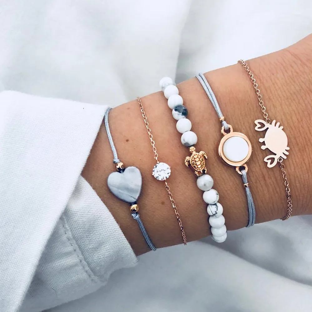 DIEZI 5pcs/set Bohemian Beads Strand Bracelets Vintage Fashion Crab Turtle Heart Bracelets Bangles Sets For Women Jewelry
DIEZI 5pcs/set Bohemian Beads Strand Bracelets Vintage Fashion Crab Turtle Heart Bracelets Bangles Sets For Women Jewelry