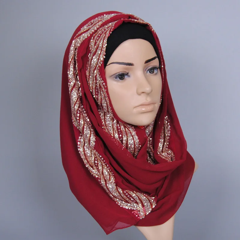 Woman hijab Solid Color Rhinestone Shining Sequins High Quality Chiffon Silk Popular Shawls Scarf Headband Muslim Turban Formal
Woman hijab Solid Color Rhinestone Shining Sequins High Quality Chiffon Silk Popular Shawls Scarf Headband Muslim Turban Formal