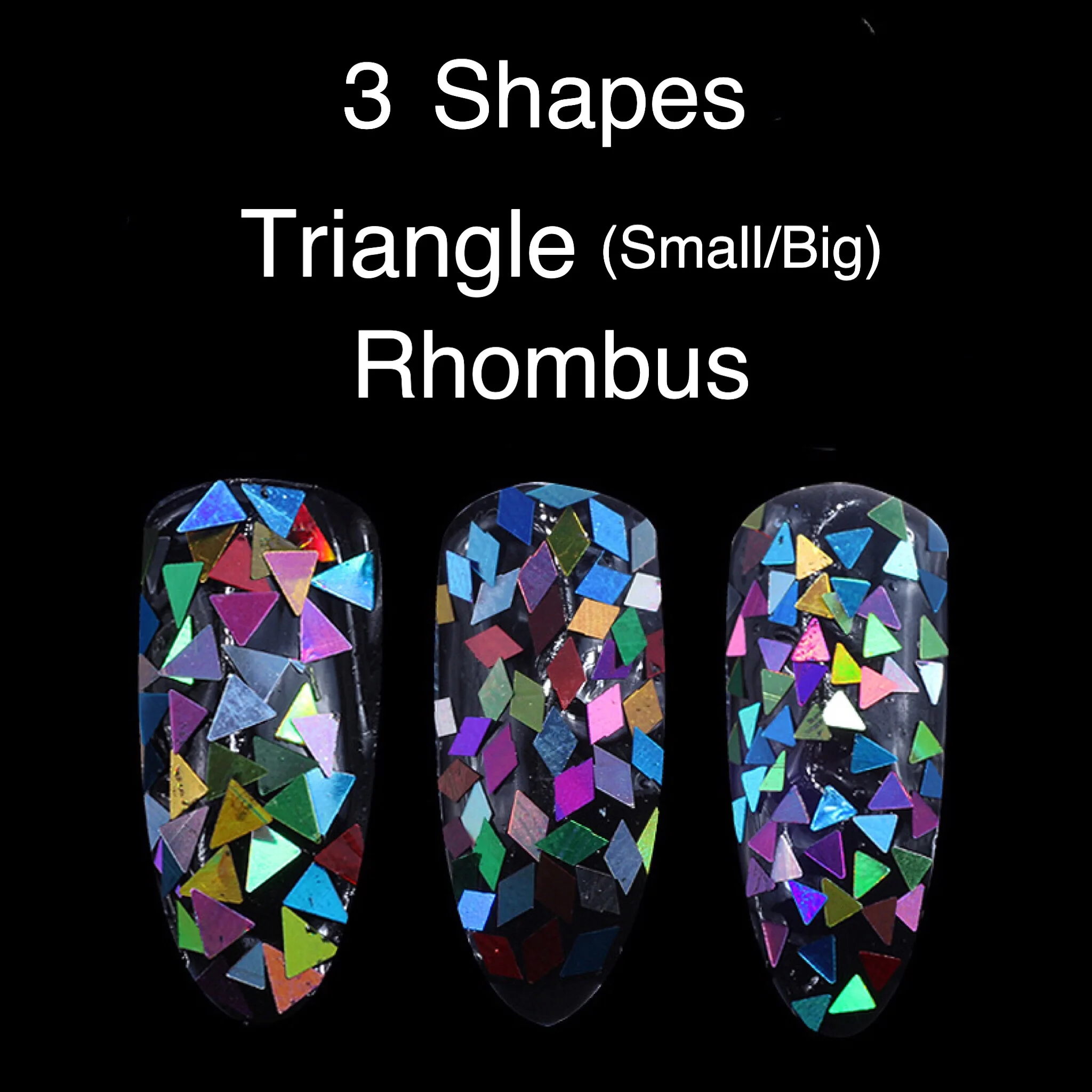 Laser Rhombus Nail Sequins Small/Big Triangle Glass Paillette Sparkling Colorful Mirro Glitter Nail Art Diamond 3D Thin Tips
Laser Rhombus Nail Sequins Small/Big Triangle Glass Paillette Sparkling Colorful Mirro Glitter Nail Art Diamond 3D Thin Tips