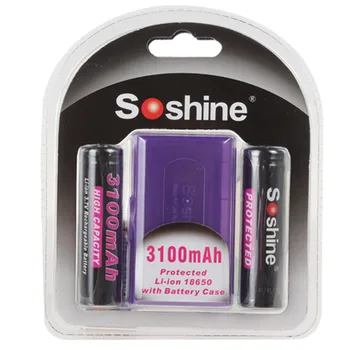 2pcs High Capacity Soshine 18650 3.7V 3100mAh Protected battery Li-ion Rechargeable Battery + Battery Case High Quality
2pcs High Capacity Soshine 18650 3.7V 3100mAh Protected battery Li-ion Rechargeable Battery + Battery Case High Quality