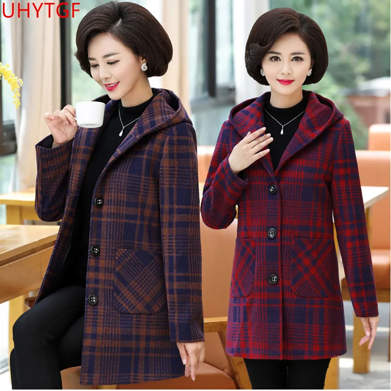 Large size Elegant woman coats Autumn Winter New Fashion Woolen coat female Long sleeve coats for women lattice Hooded Tops 638
Large size Elegant woman coats Autumn Winter New Fashion Woolen coat female Long sleeve coats for women lattice Hooded Tops 638