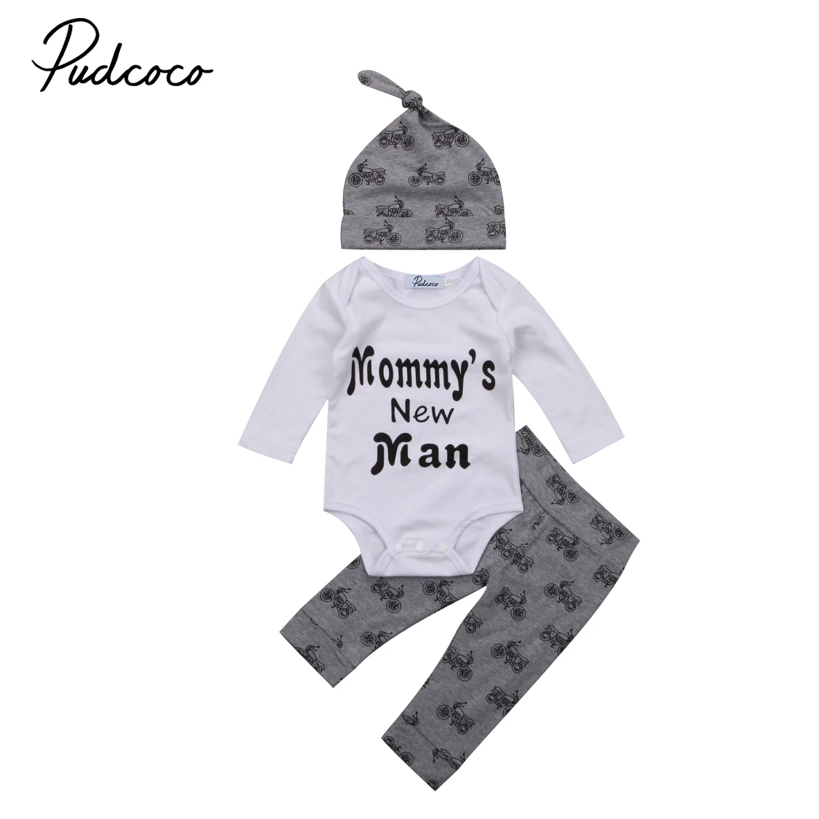 Pudcoco 0-24M Newborn Baby Boy Romper Mommy Tops + Floral Bike Gray Pant Hat 3PCS Cotton Outfits 0-24M
Pudcoco 0-24M Newborn Baby Boy Romper Mommy Tops + Floral Bike Gray Pant Hat 3PCS Cotton Outfits 0-24M