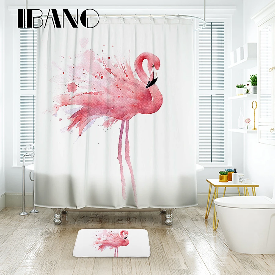 Душевая занавеска IBANO Flamingo водонепроницаемая для ванны из полиэстера ванной
