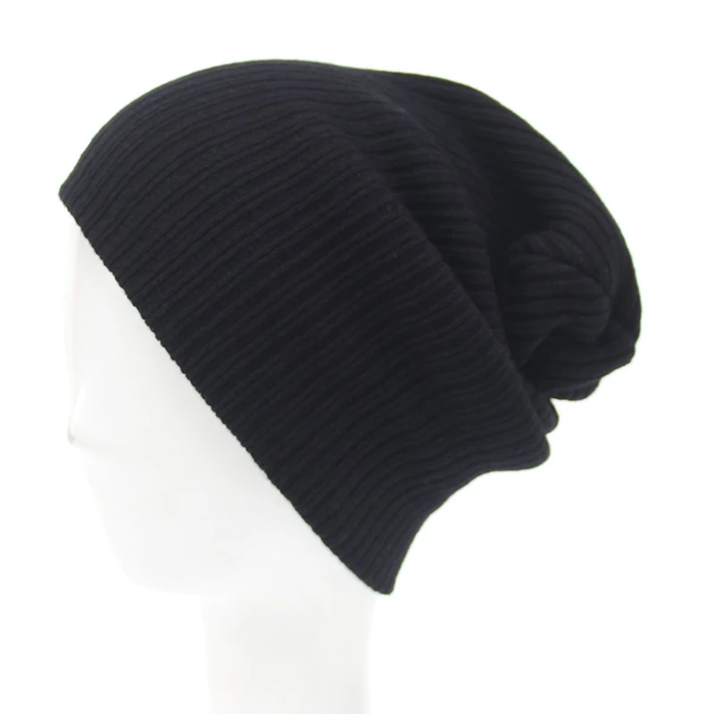 Autumn Winter Skullies Beanie Kintted Cap Women Men Solid Color Outdoor Warm Wool Hat Fashion Unisex Striped Knit Hats CP0270 (1)