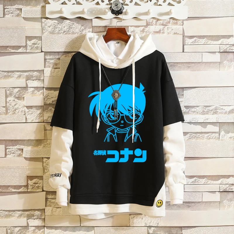 Anime Detective Conan Edogawa Case Closed Fake Two-Pieces Hoodies Pullover Hooded Sweatshirt Colorblock Hip-Hop Loose Streetwear
Anime Detective Conan Edogawa Case Closed Fake Two-Pieces Hoodies Pullover Hooded Sweatshirt Colorblock Hip-Hop Loose Streetwear