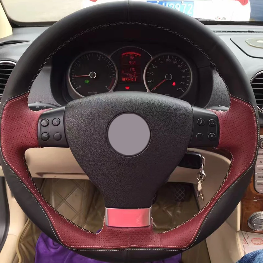 Black Leather Wine Red Leather Car Steering Wheel Cover for Volkswagen Golf 5 Mk5 VW Passat B6 Jetta 5 Mk5 Tiguan 2007-2011
Black Leather Wine Red Leather Car Steering Wheel Cover for Volkswagen Golf 5 Mk5 VW Passat B6 Jetta 5 Mk5 Tiguan 2007-2011
