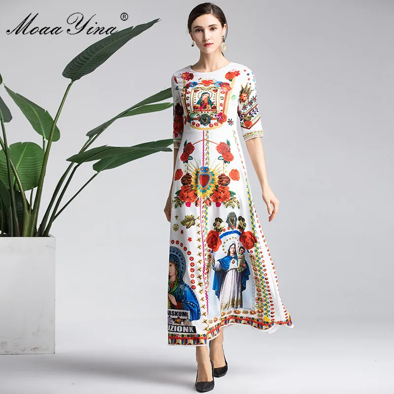 MoaaYina Fashion Designer Runway Dress Spring Women Half sleeve Vintage Floral-Print Slim Vacation Elegant Dresses Vestidos
MoaaYina Fashion Designer Runway Dress Spring Women Half sleeve Vintage Floral-Print Slim Vacation Elegant Dresses Vestidos