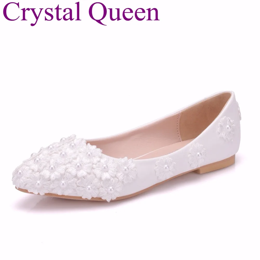 Crystal Queen White Lace Wedding Shoes Flat Heels Pointed Toe Ballet Flats Women Bridal Shoes Party Ladies Flats Plus Size
Crystal Queen White Lace Wedding Shoes Flat Heels Pointed Toe Ballet Flats Women Bridal Shoes Party Ladies Flats Plus Size
