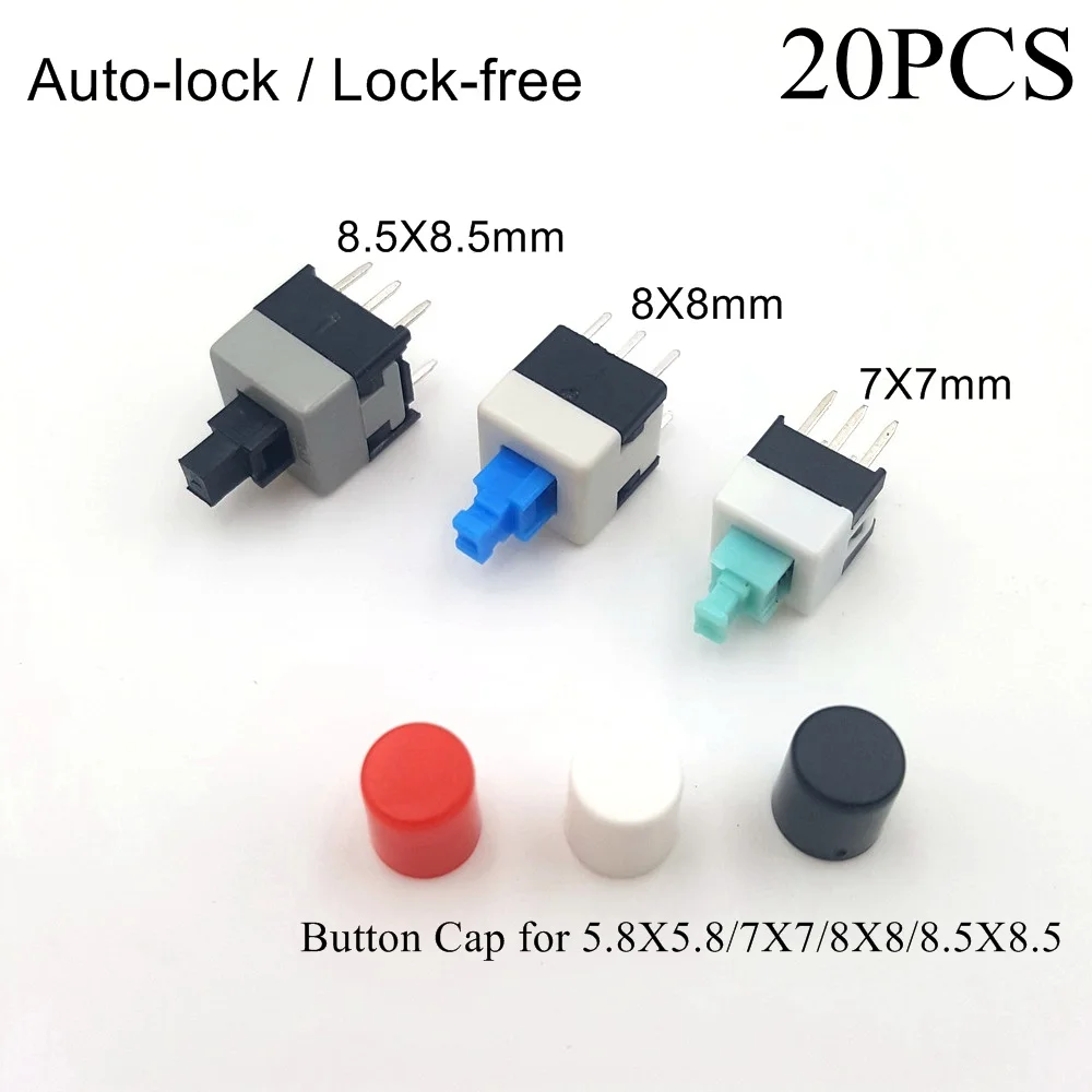10Pcs Square 8X8Mm 6 Pin Dpdt Mini Push Button Self-Locking Multimeter Switch BE 