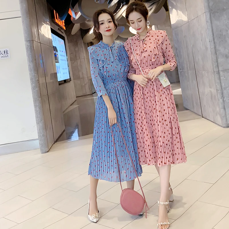 Female Spring Summer Pleated Dress Korean Fashion Women Polka Dot Long Chiffon Dresses
Female Spring Summer Pleated Dress Korean Fashion Women Polka Dot Long Chiffon Dresses
