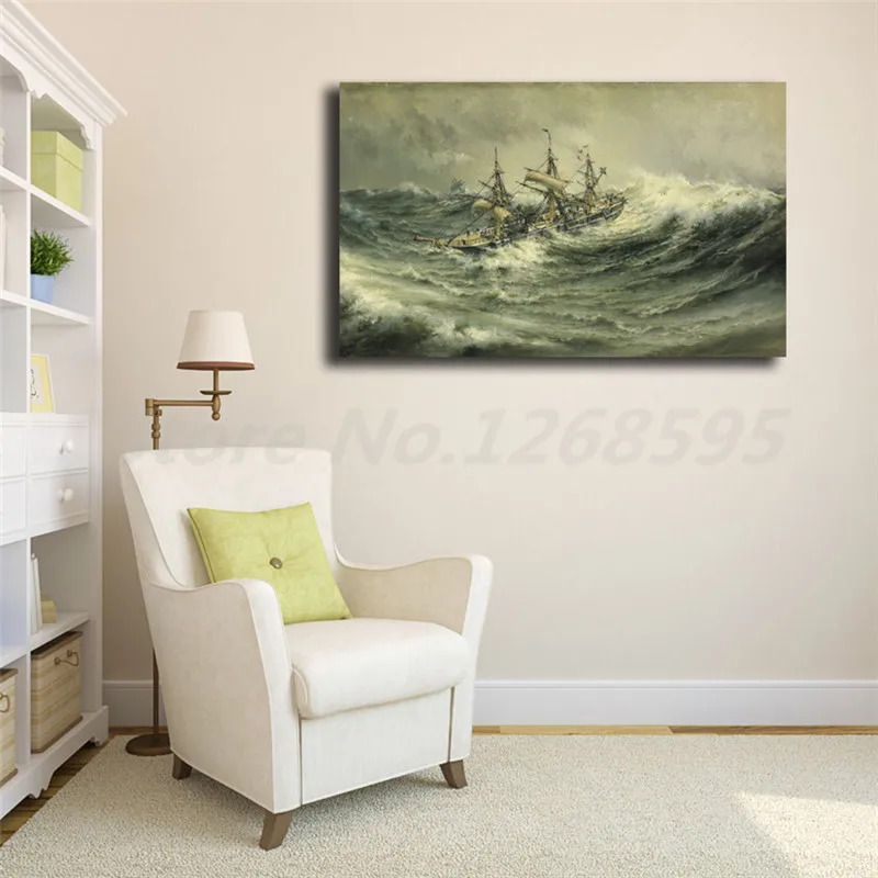 

Awesome Smart Ship In Stormy Seas By Herman Gustav Sillen Art Canvas Poster Painting Wall Picture Print Home Bedroom Decoration