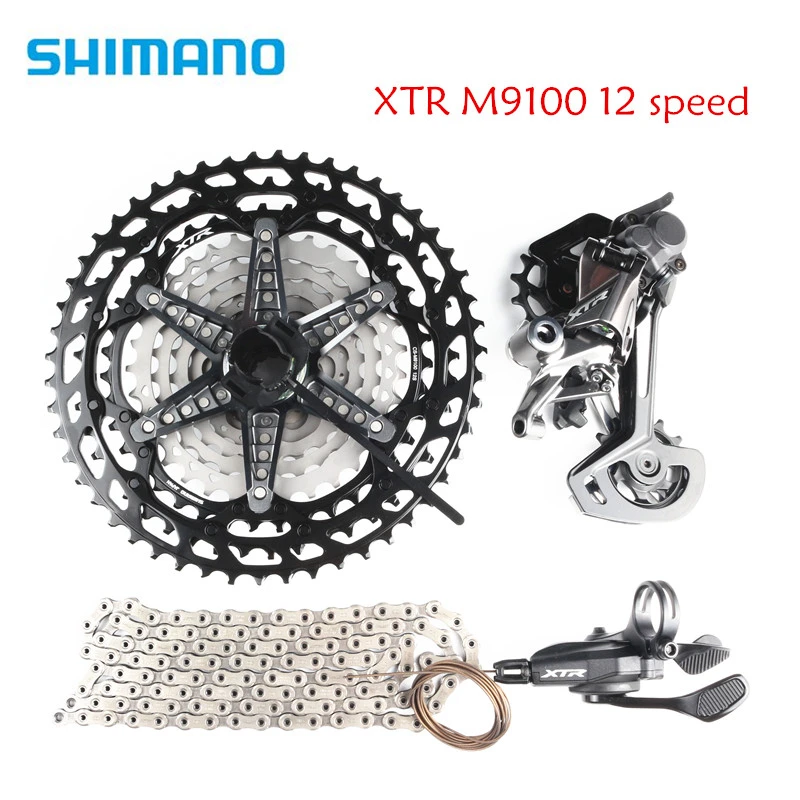 Shimano XTR M9100 12 Speed 4PCS MTB Groupset right Shifter + Rear Derailleur + Cassette 10-51T + Chain 12s Groupset 1x12 Speed