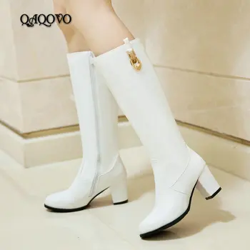 2019 Autumn Winter Knee High Boots Women Sqaure High Heels Long Boots Round Toe Zipper Boots Black White Yellow
2019 Autumn Winter Knee High Boots Women Sqaure High Heels Long Boots Round Toe Zipper Boots Black White Yellow