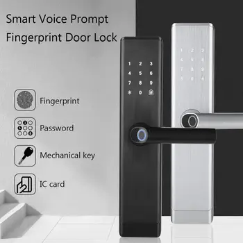 Smart Voice Prompt Fingerprint Door Lock USB Charging Brush Card Password Anti-Theft Door Lock Silver black
Smart Voice Prompt Fingerprint Door Lock USB Charging Brush Card Password Anti-Theft Door Lock Silver black