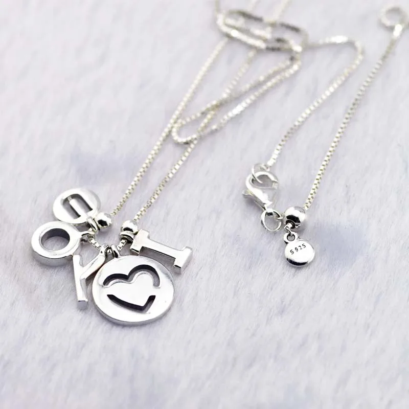 I Love You Hangs With Sterling Silver Chain Necklace Suitable for Any Neckline Women New Jewelry DIY Wholesale Pendant Necklace
I Love You Hangs With Sterling Silver Chain Necklace Suitable for Any Neckline Women New Jewelry DIY Wholesale Pendant Necklace