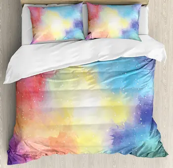 Abstract Duvet Cover Set Watercolor Galaxy Outer Space Star Dust Seemed Image in Vivid Colors Modern Print 4 Piece Bedding Set 
Abstract Duvet Cover Set Watercolor Galaxy Outer Space Star Dust Seemed Image in Vivid Colors Modern Print 4 Piece Bedding Set