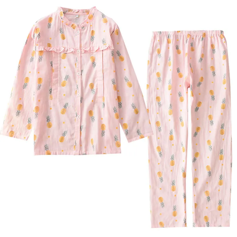 100% Cotton Gauze Long Sleeve Maternity Wear Womens Pajama Set Printing Pajamas Breastfeeding Pijama Mujer Full Length Pyjamas
100% Cotton Gauze Long Sleeve Maternity Wear Womens Pajama Set Printing Pajamas Breastfeeding Pijama Mujer Full Length Pyjamas